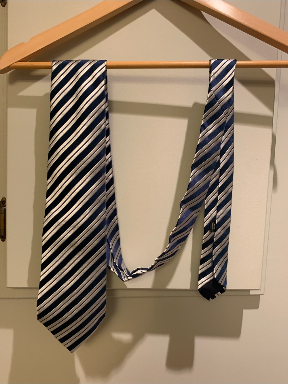 Charvet Tie: Navy blue and white tie, silk